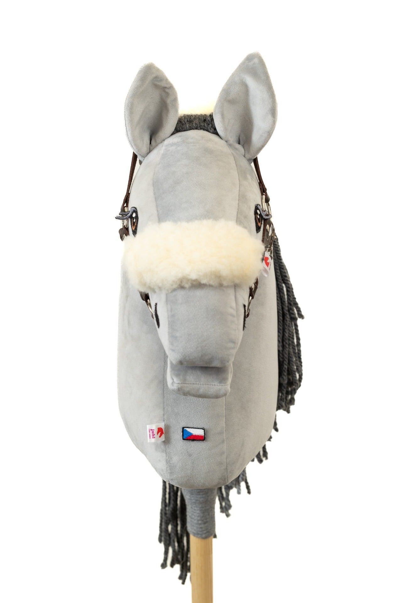 Halfter mit Merinowolle, Ecoleder, Braun mit Silber - Pferd Groß