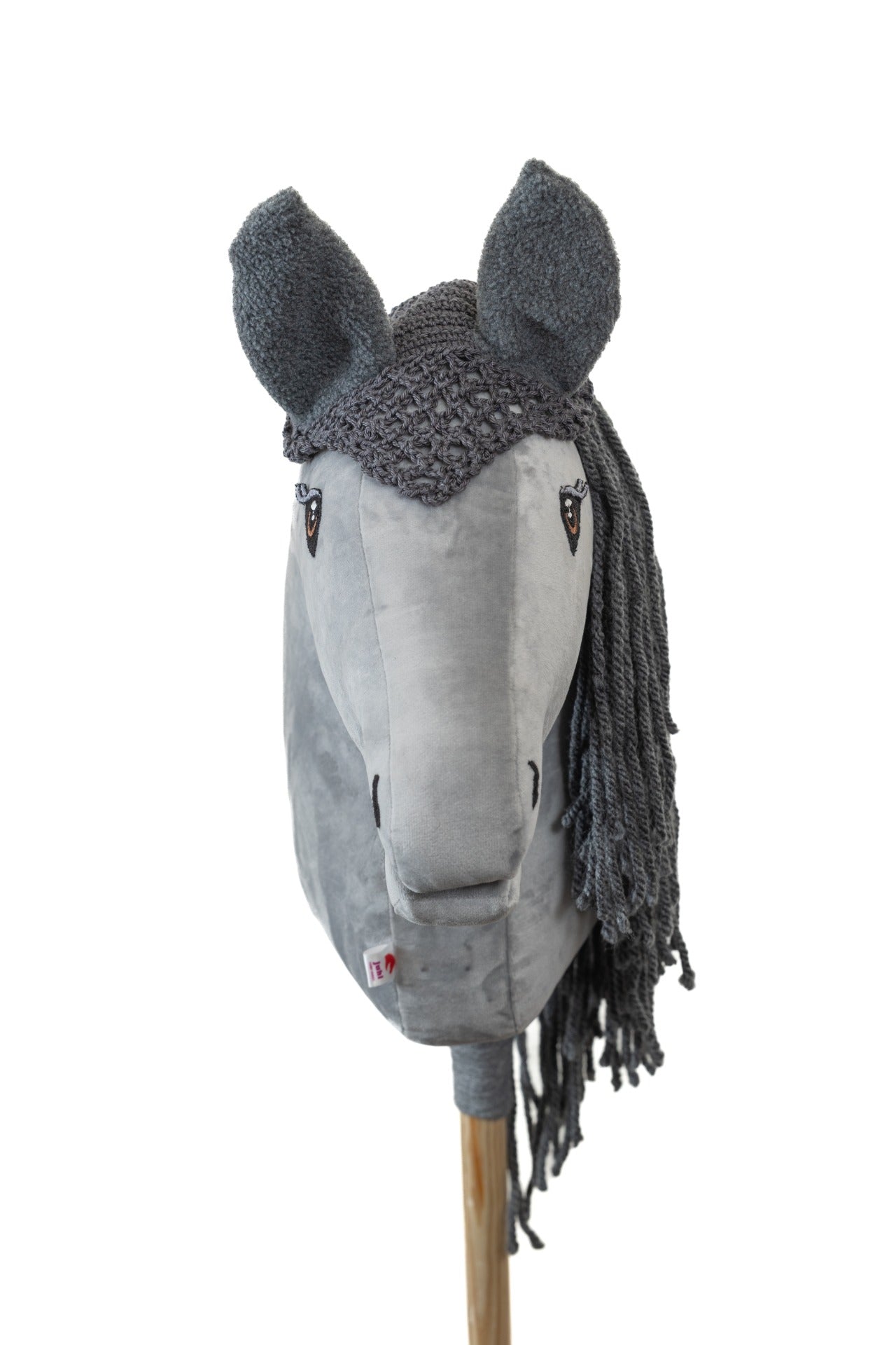 Gehäkelte Fliegenhaube - Grau mit grauen Ohren - Fohlen