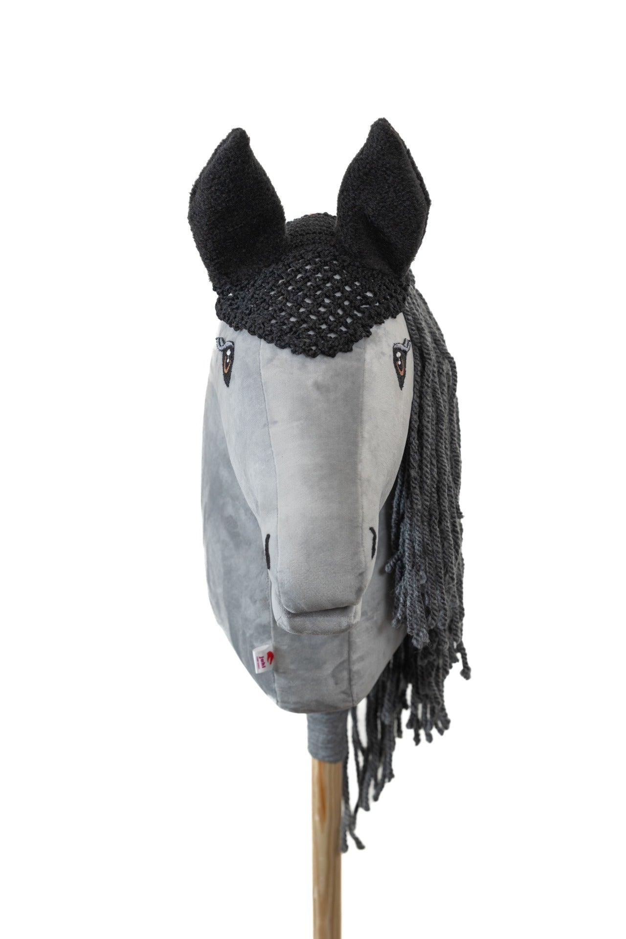 Ručně háčkovaná černá čabraka pro hobby horse.