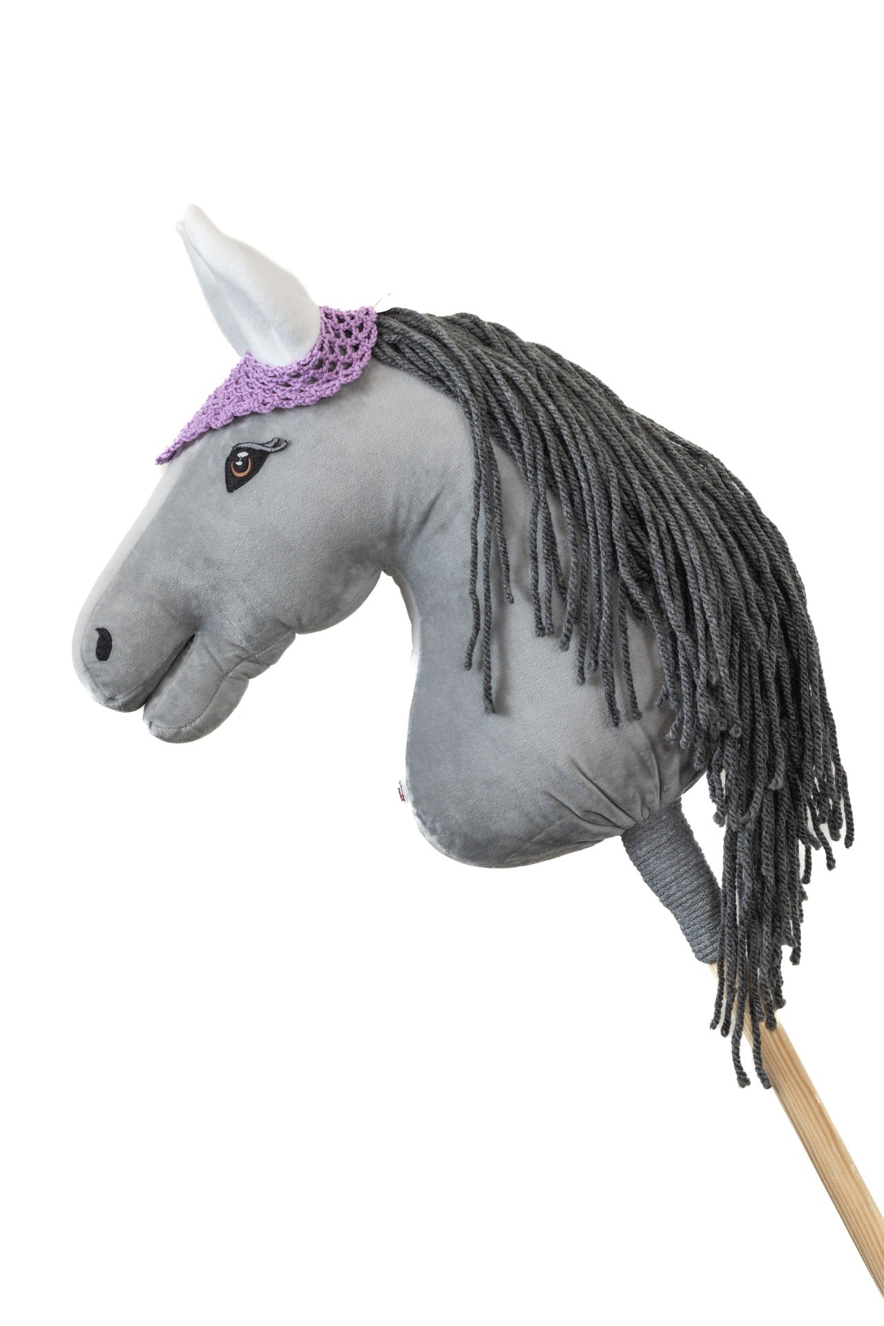 Gehäkelte Fliegenhaube - Lila mit weißen Ohren - Pferd Groß