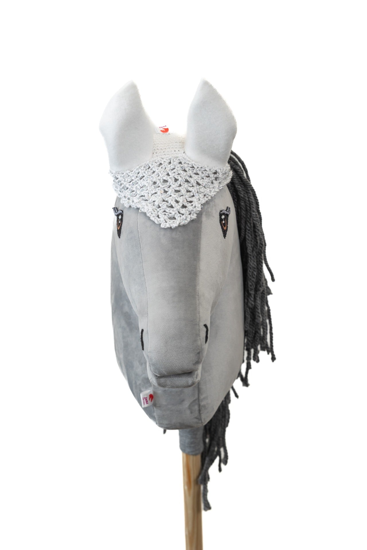 Gehäkelte Fliegenhaube - Weißsilber - Pferd Groß