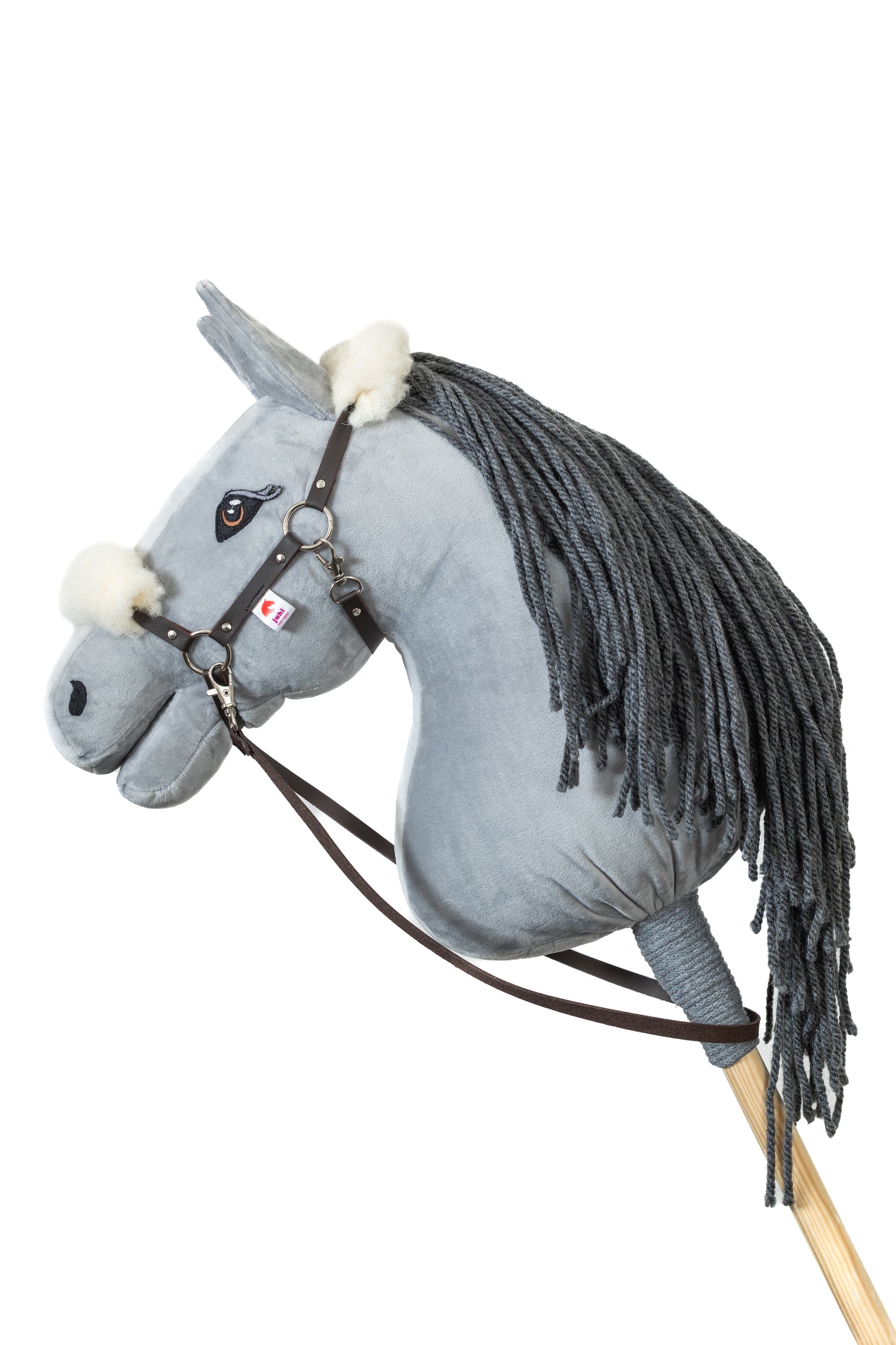 Halfter mit Merinowolle, Ecoleder, Braun mit Silber - Pferd Groß