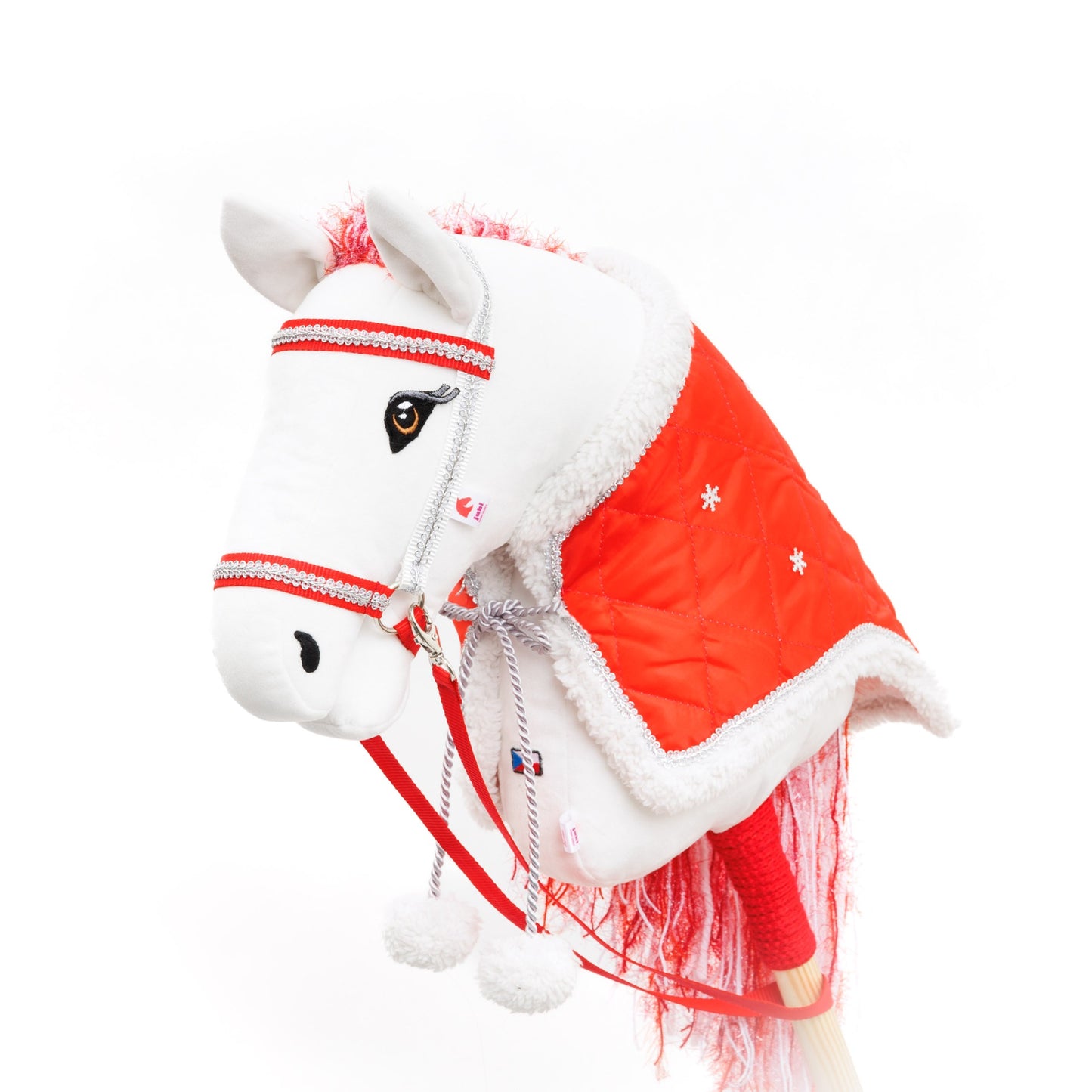 Weihnachtsdecke rot-weiß - Pferd Groß