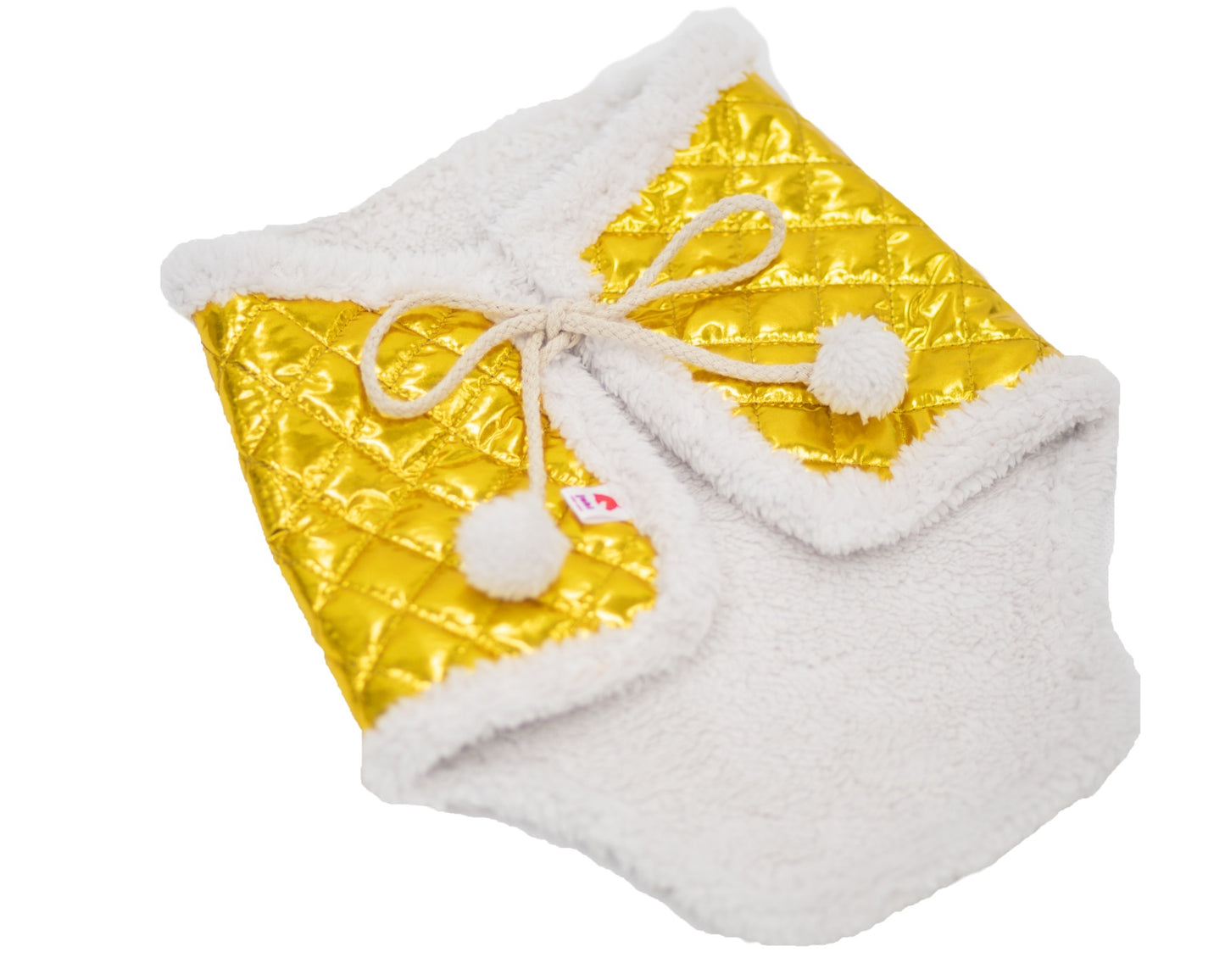 Teplá zlatá zimní dečka pro hobby horse, zateplený doplněk pro hobbyhorsing v chladném počasí.