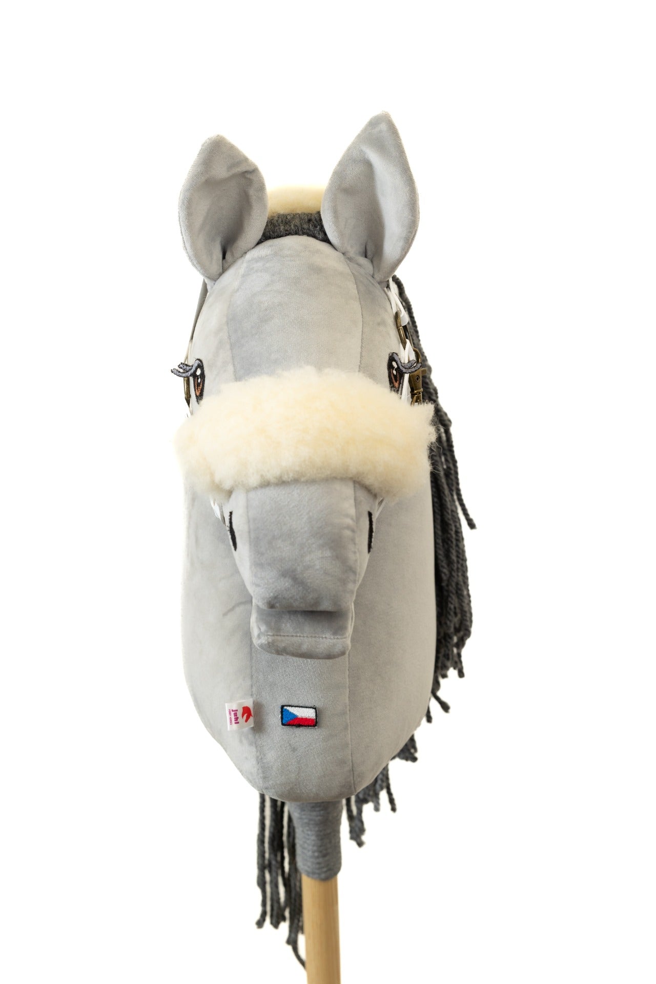 Halfter mit Merinowolle, Ecoleder, weiss mit Altmessing - Pferd Groß