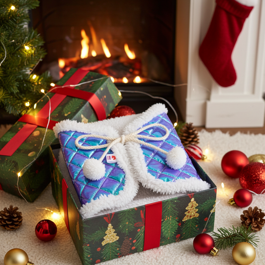 Wintersteppdecke mit Fellimitat - Mint - Fohlen