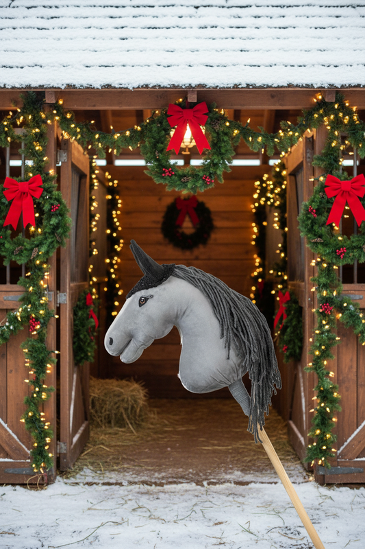 Gehäkelte Fliegenhaube - Schwarz - Pferd Groß