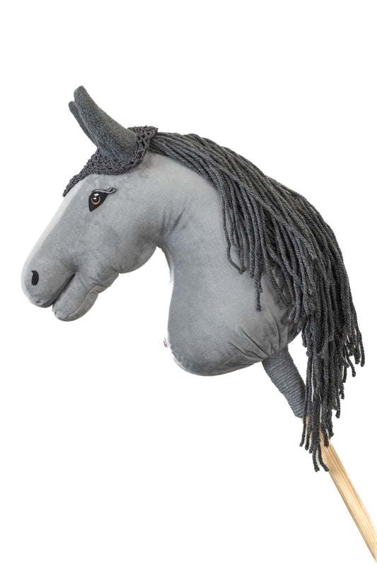 Gehäkelte Fliegenhaube - Grau mit grauen Ohren - Pferd Groß
