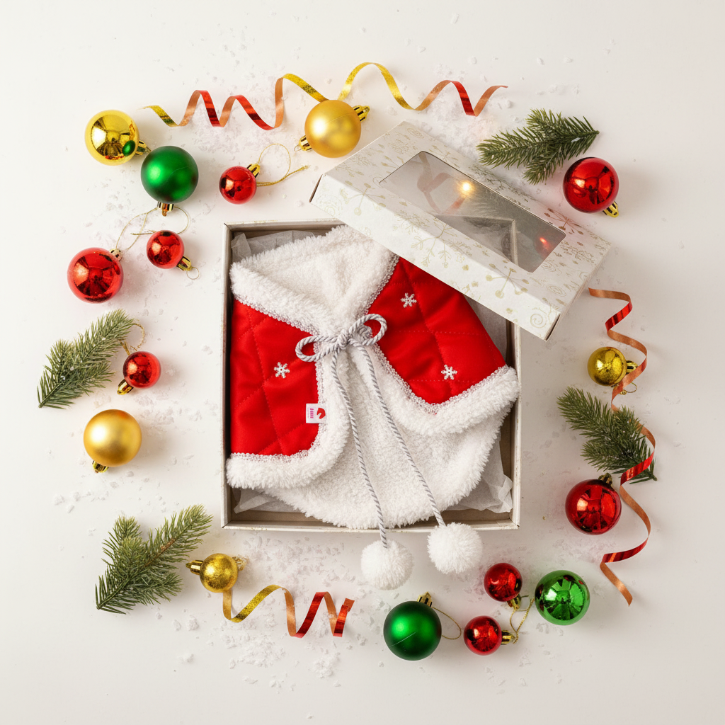 Weihnachtsdecke rot-weiß - Pferd Groß