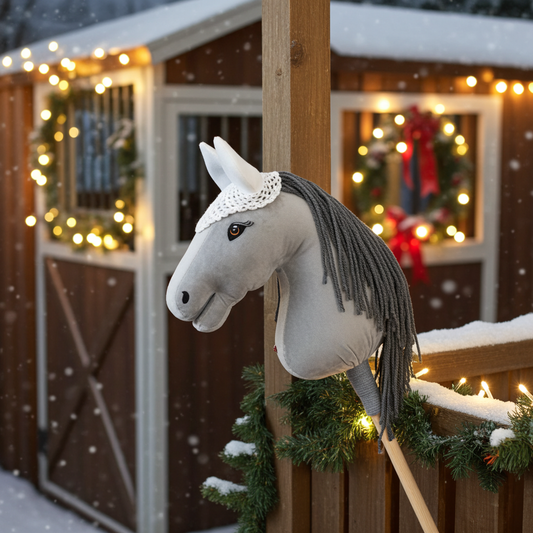 Gehäkelte Fliegenhaube - Weiß - Pferd Groß