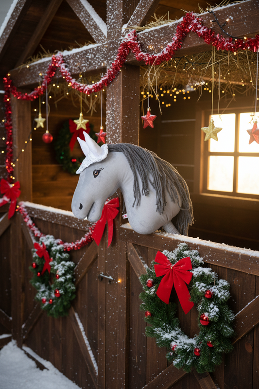 Gehäkelte Fliegenhaube - Weißsilber - Pferd Groß