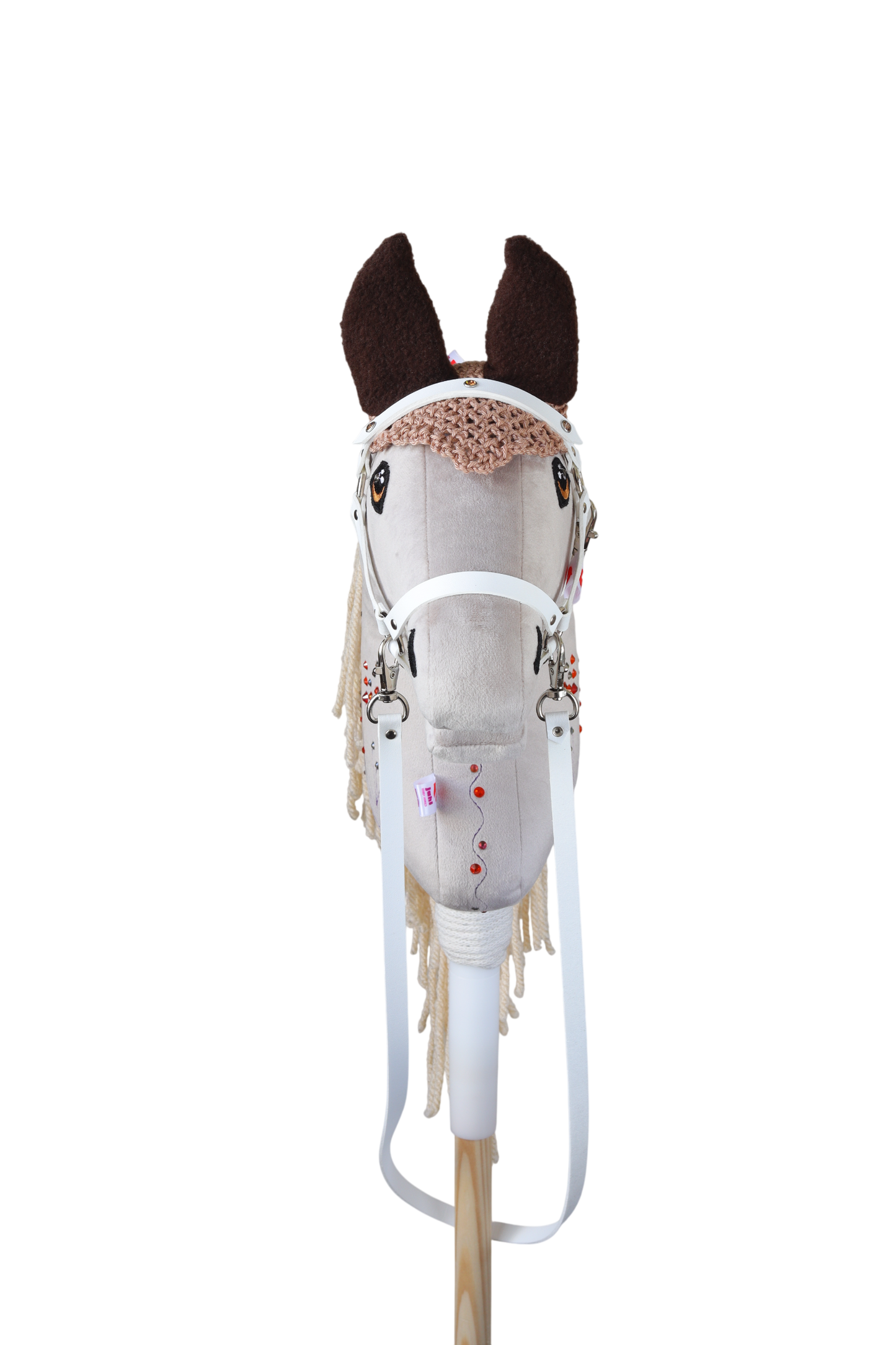 Gehäkelte Fliegenhaube - Beige mit braun Ohren - Sportpony