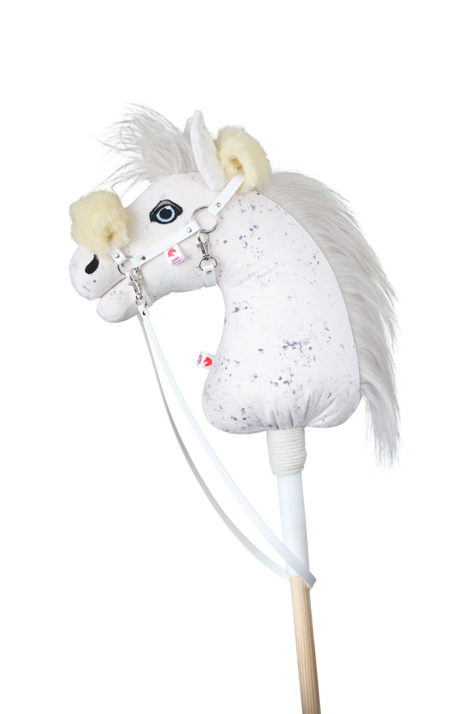 Hobbyhorse s bílou ohlávkou z eco kůže s beránkem.