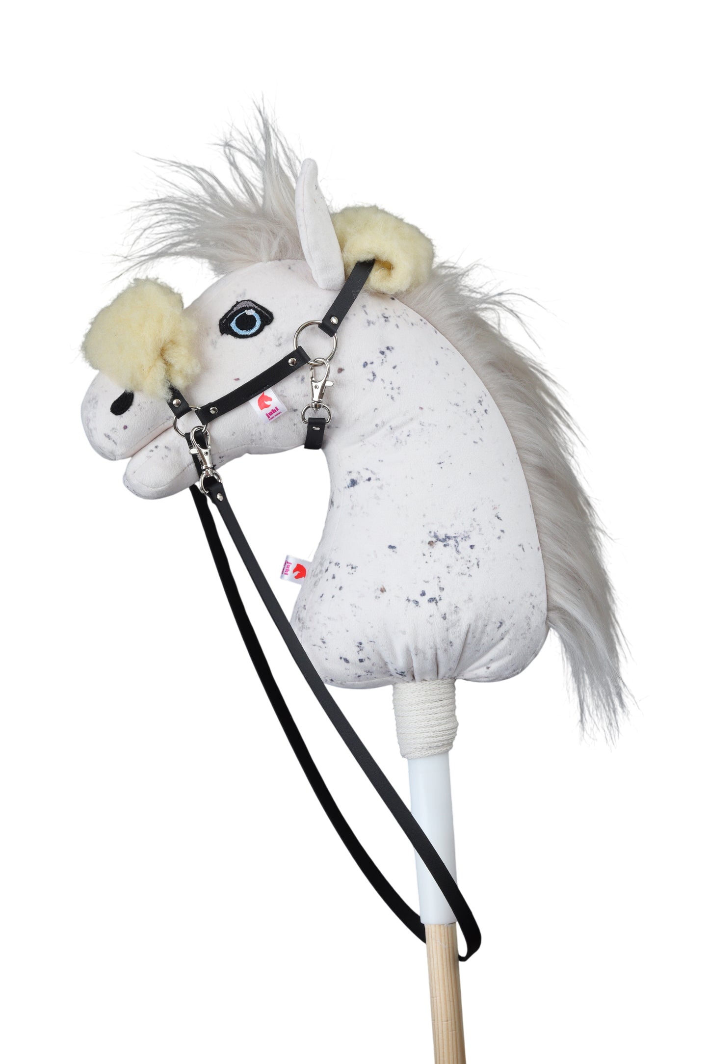 Hobbyhorse s černou ohlávkou z eco kůže s beránkem.