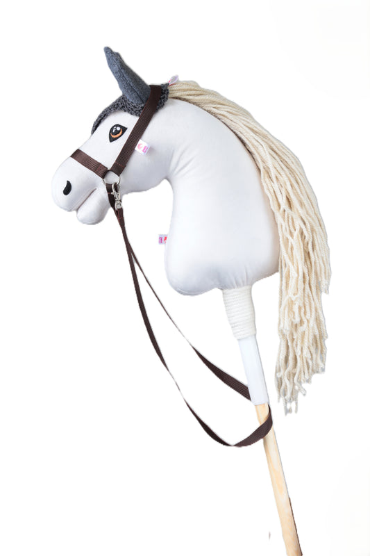 Gehäkelte Fliegenhaube für Hobby Horse – Grau mit grauen Ohren – Fohlen