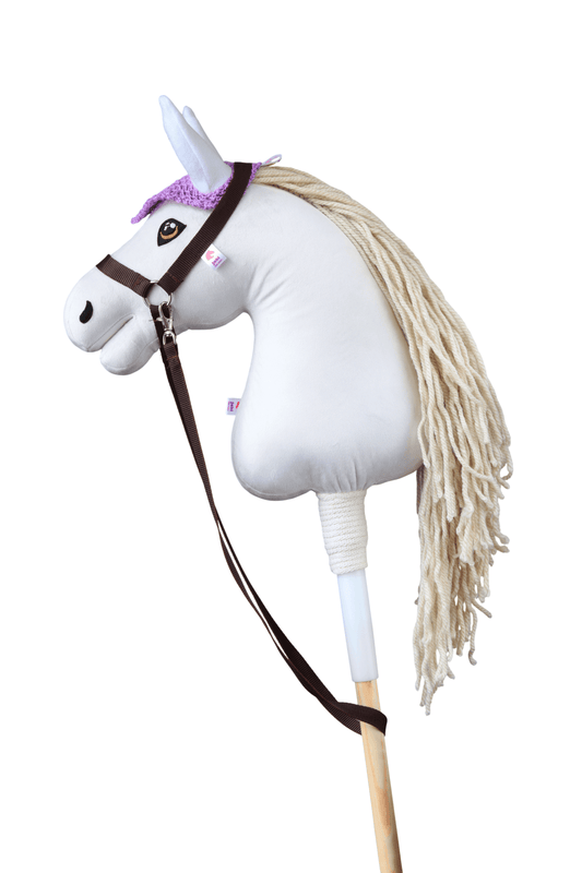 Gehäkelte Fliegenhaube für Hobby Horse – Lila mit weißen Ohren – Fohlen