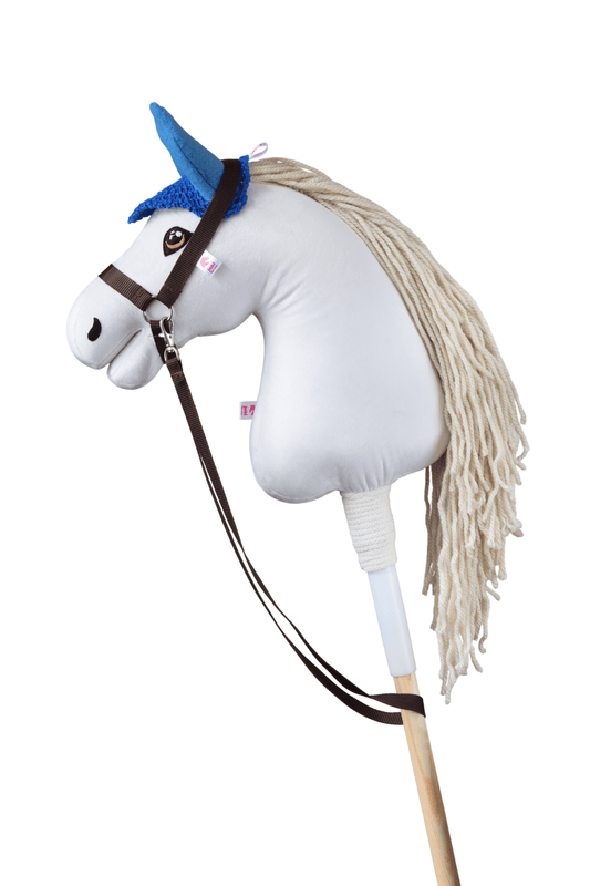 Gehäkelte Fliegenhaube für Hobby Horse – Dunkelblau mit blauen Ohren – Fohlen