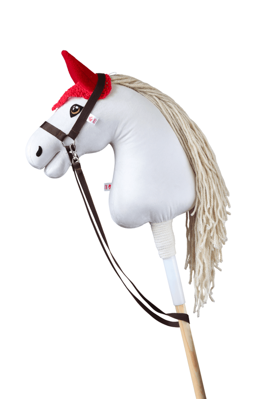 Gehäkelte Fliegenhaube für Hobby Horse – Rot mit roten Ohren – Fohlen