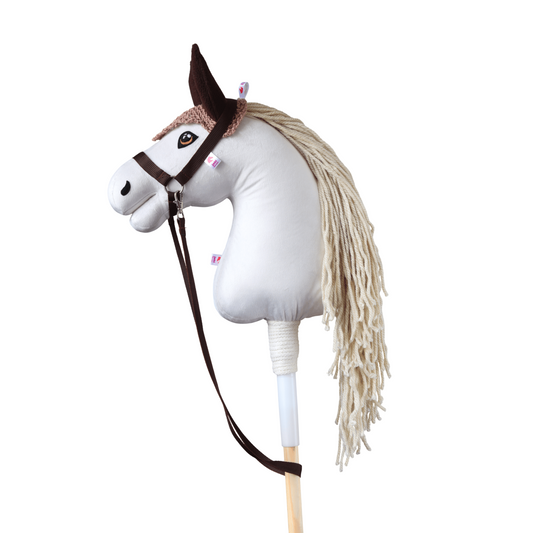 Gehäkelte Fliegenhaube für Hobby Horse – Beige mit braunen Ohren – Fohlen