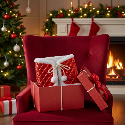 Wintersteppdecke mit Fellimitat - Rot - Pferd Groß