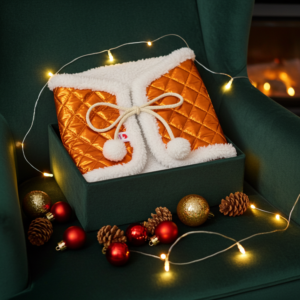 Wintersteppdecke mit Fellimitat - Orange - Pferd Groß