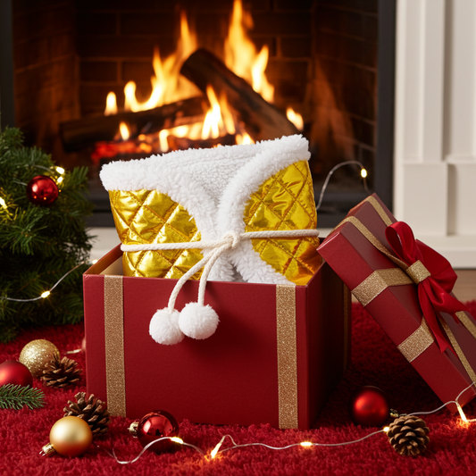 Wintersteppdecke mit Fellimitat - Gold - Fohlen